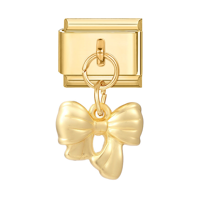 Wholesale 9mm Italian Charm Starter Bracelets DIY Heart and Bowknot Pendant Style Stainless Steel Composable Bracelet