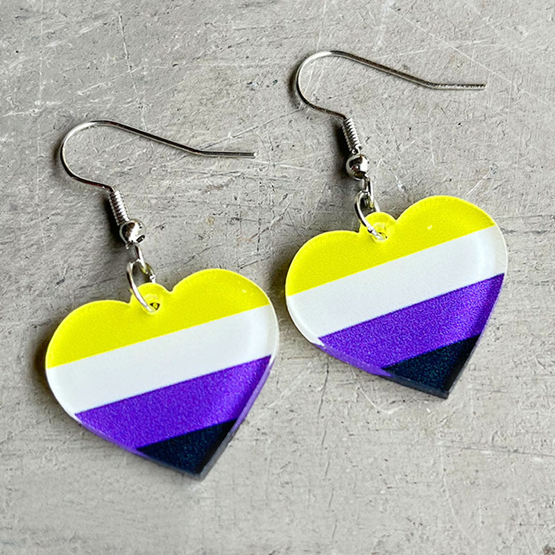 Wholesale 2 Pairs/pack LGBT Rainbow Heart Acrylic Earrings ACC-ES-HY065
