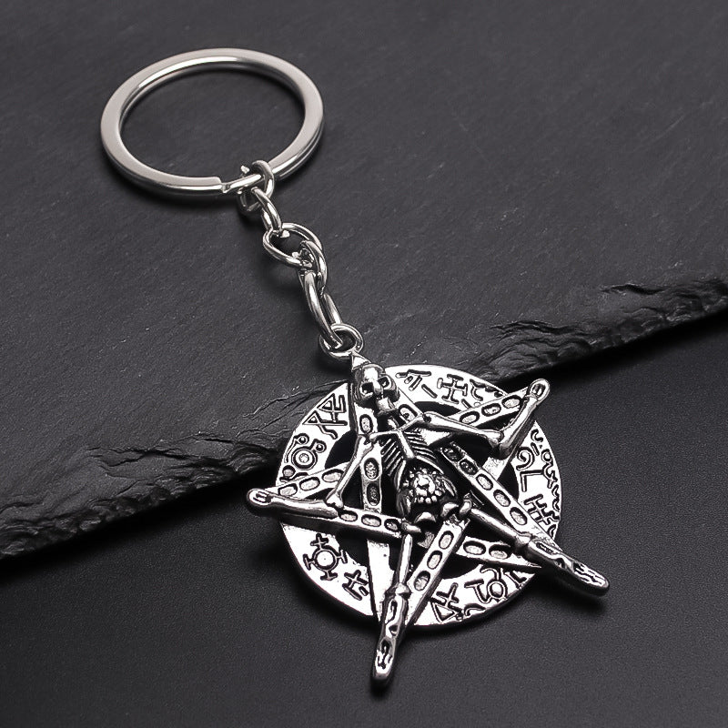Wholesale Stylish Silver Skull Star Key Pendant Alloy Car Key Accessory Chic Resale