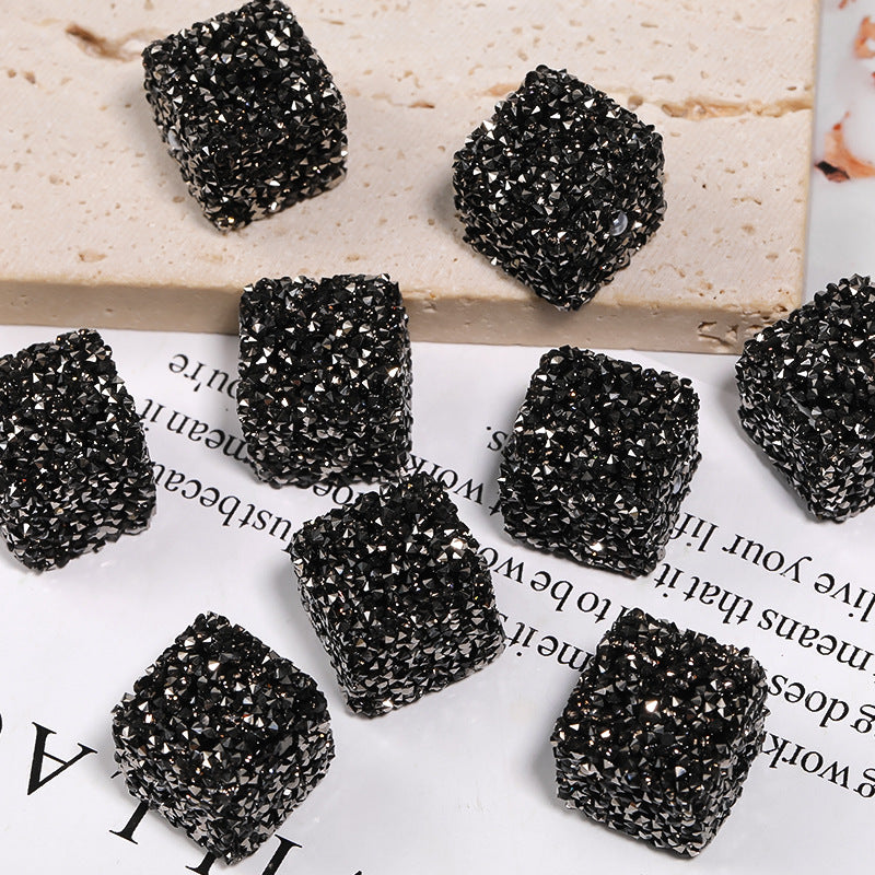 Wholesale of 5pcs/pack of Water Diamonds, Soft Sugar Beads, Candy Colored Square Full Diamond Beads ACC-BDS-BLG025