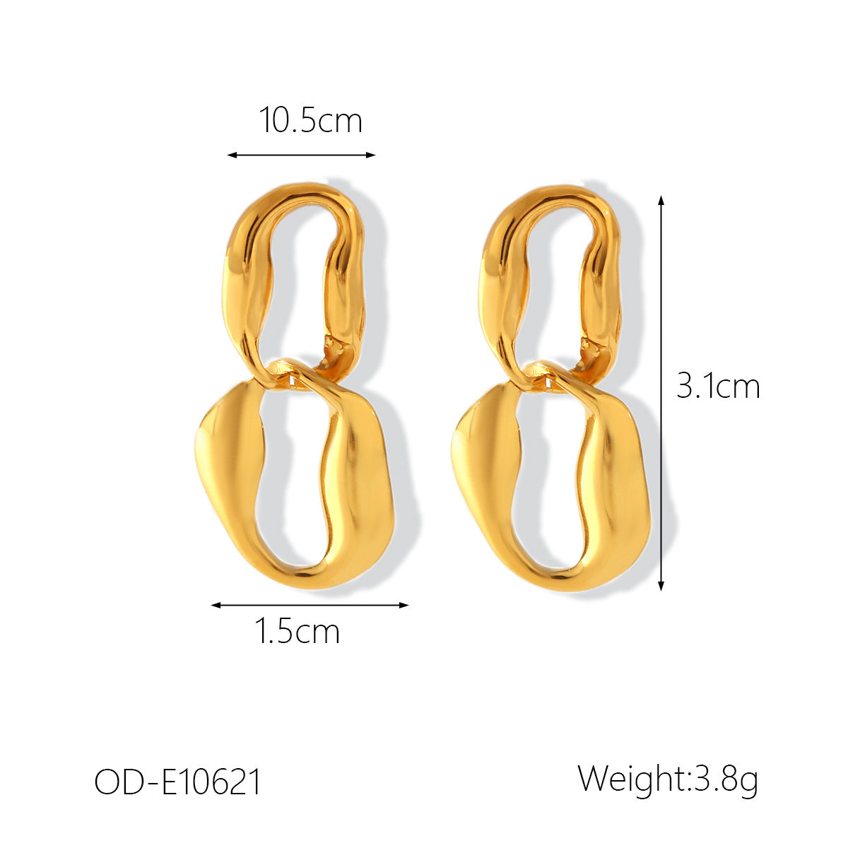 Wholesale stainless steel earrings hammer geometric hanging female earrings