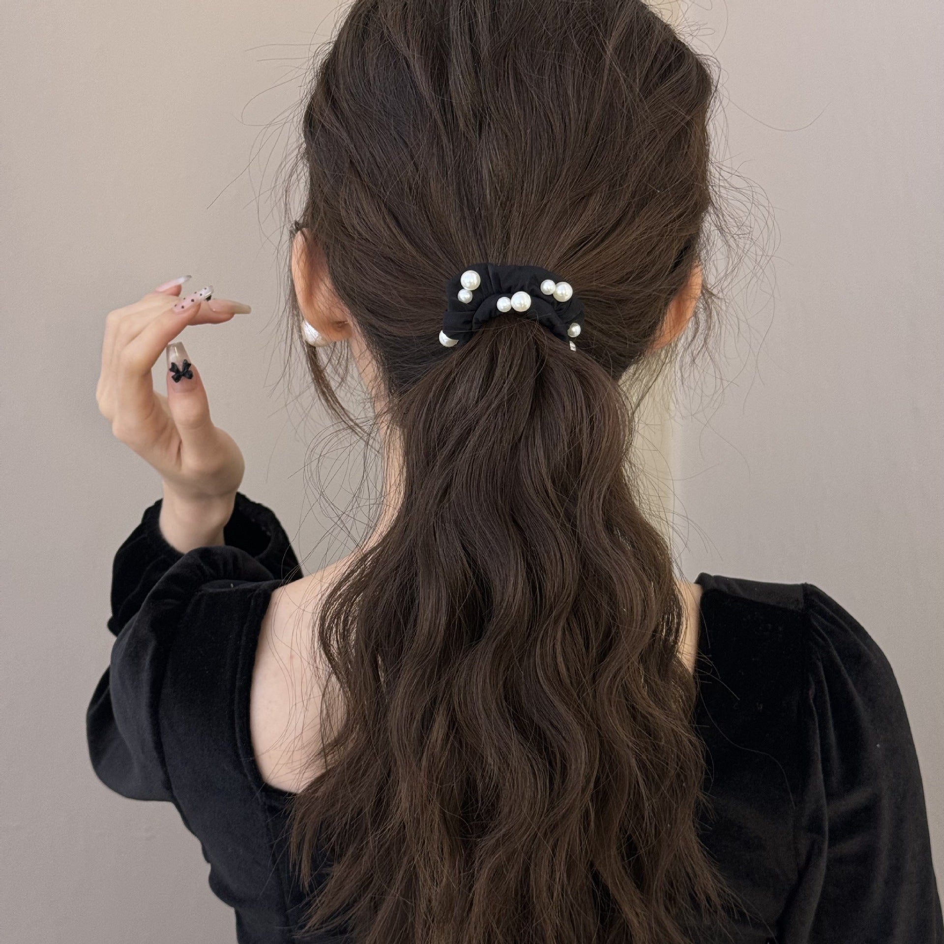 Wholesale pearl hair tie high elastic hair tie