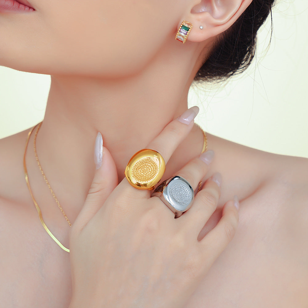 Wholesale Titanium Steel Palm Pattern Ring