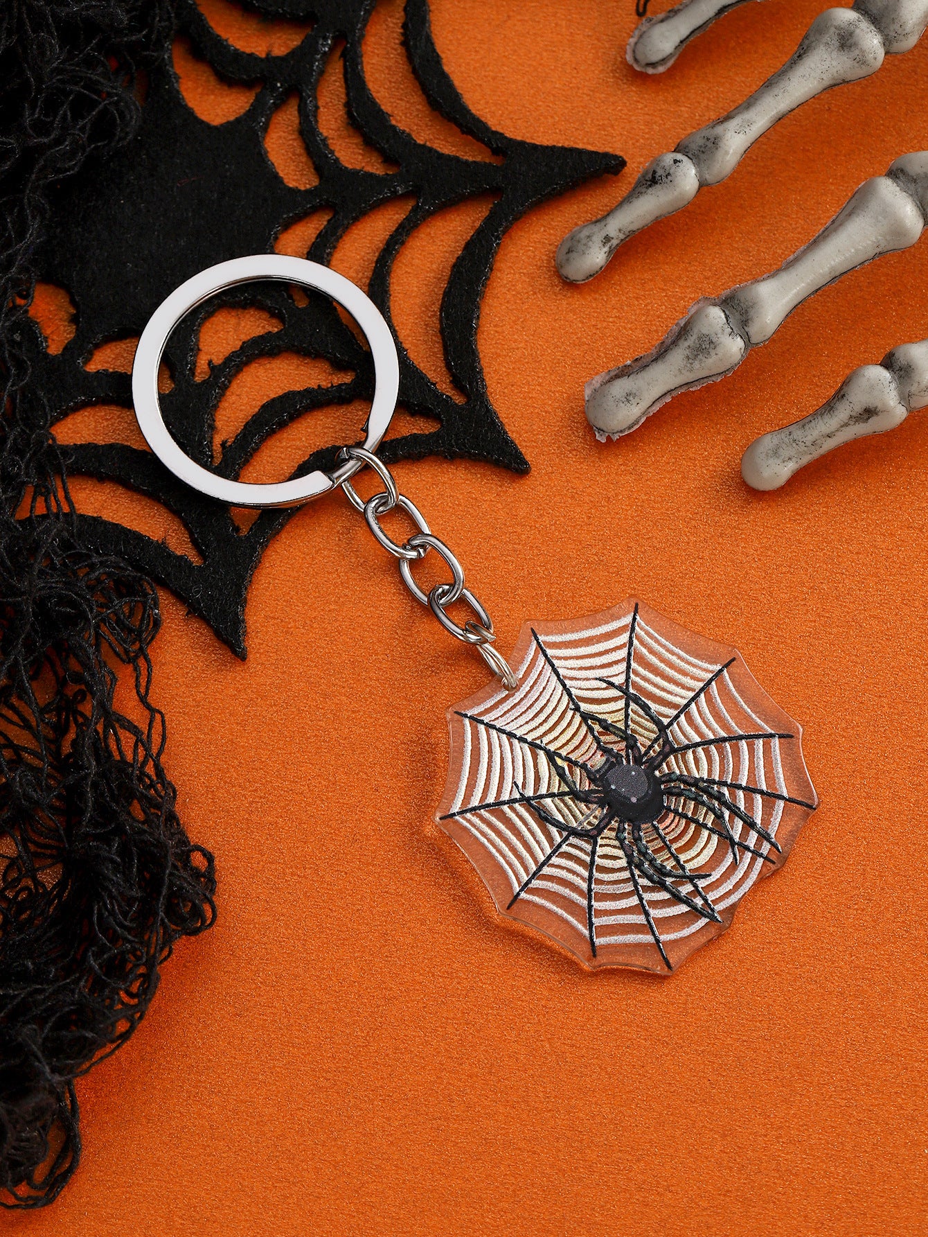 Wholesale Halloween Acrylic Skull Spider Keychains ACC-KC-RongR077