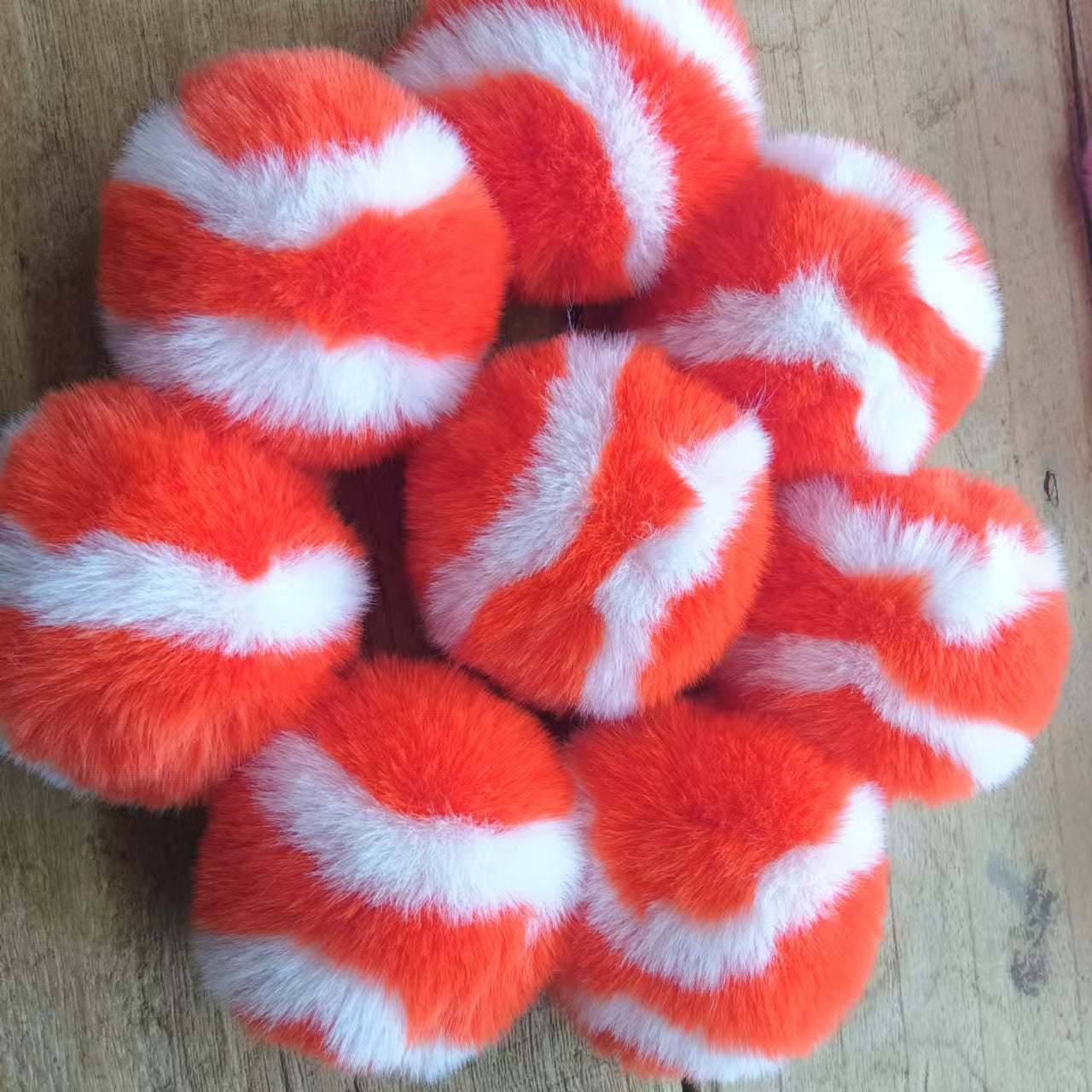 Wholesale cute little tennis ball rex rabbit fur keychain