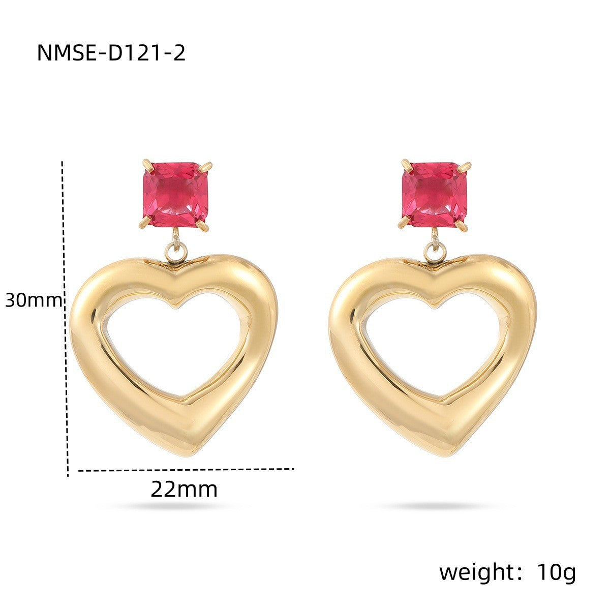 Wholesale Stainless steel heart-shaped zircon earrings and necklace