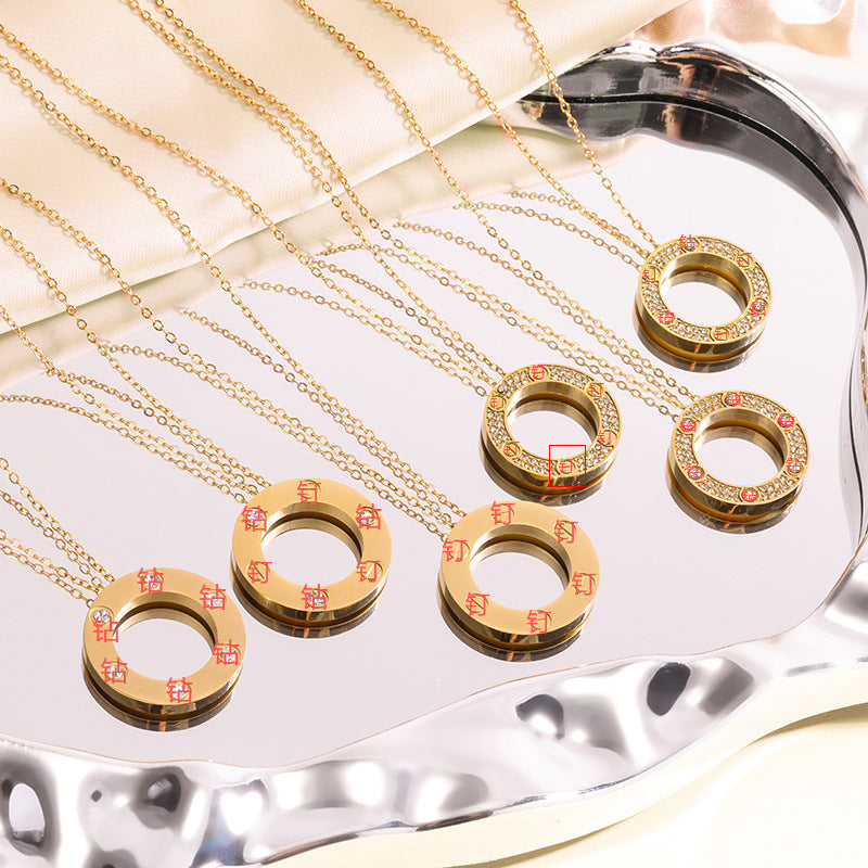 Wholesale Starry Sky Gold Plated Disc Pendant Necklace,  Chic Fashion Jewelry Gift for Women