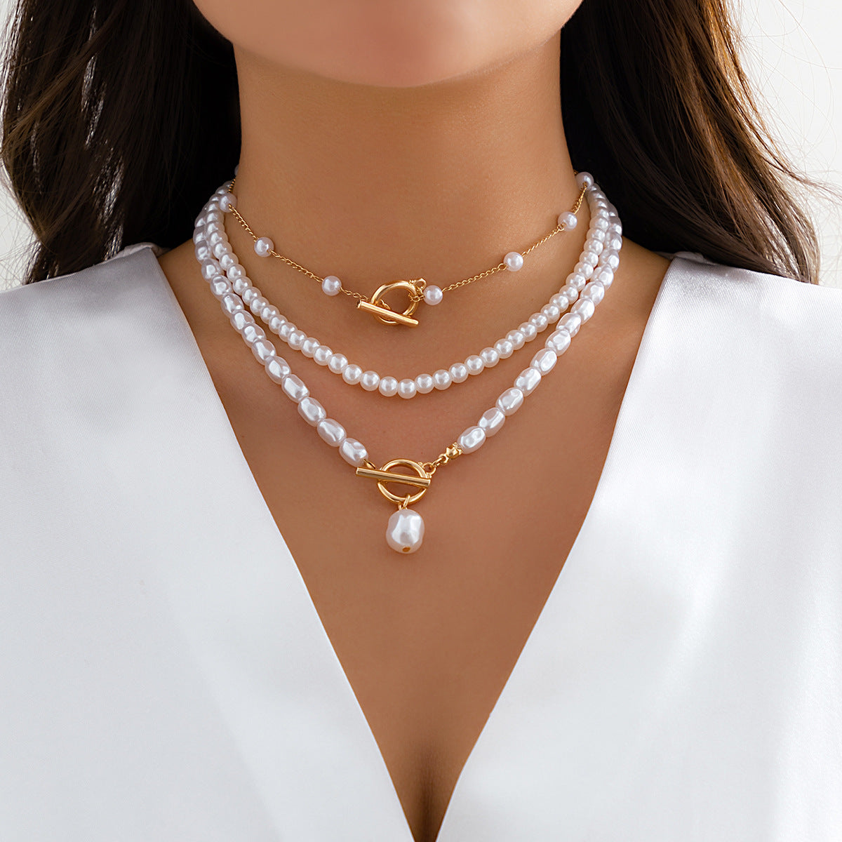 Wholesale Baroque shaped pearl necklace creative irregular chain clavicle necklace