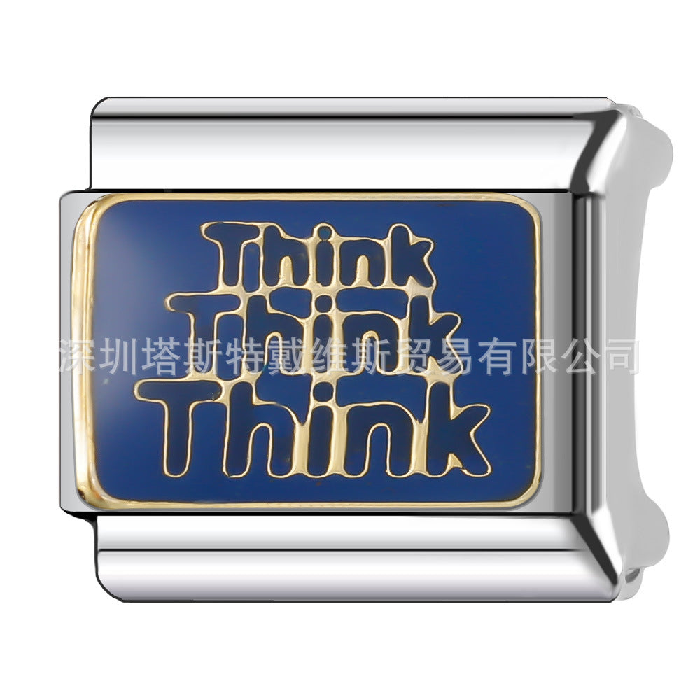 Wholesale  Italian Charm Bracelet 9mm DIY single section Creative Stainless Steel Composable Bracelet