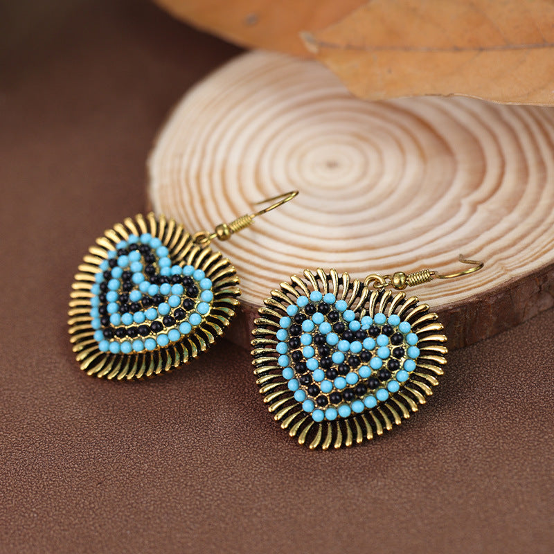Wholesale Bohemian ethnic style heart-shaped ear hooks