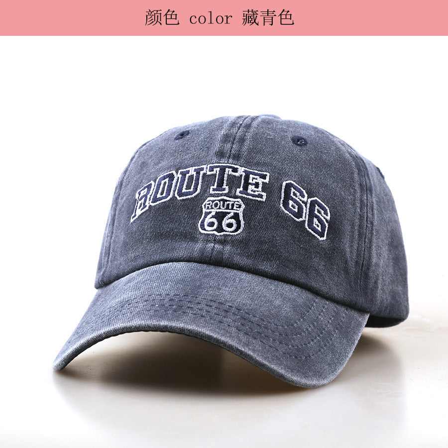 Wholesale Stylish Black Baseball Cap with Route 66 Letter Embroidery,  Outdoor Sun Protection Hat for Sports,  All-Season Casual,  Boutique Resale