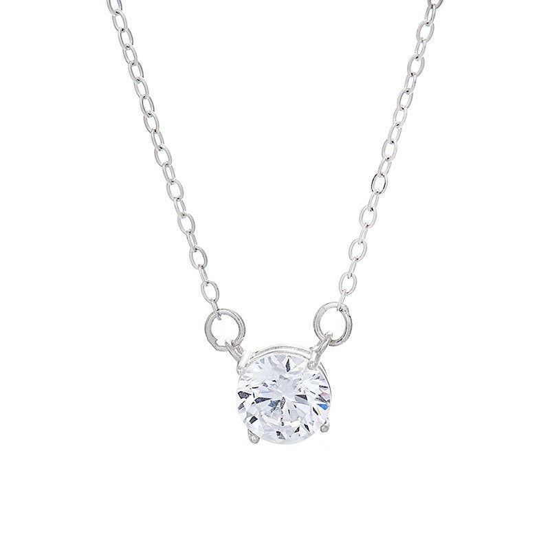 Wholesale 925 Silver Clavicle Chain Necklace With Single Four Prong Zircon Pendant Stylish Jewelry Accessory For Women Gift And Boutique Resale