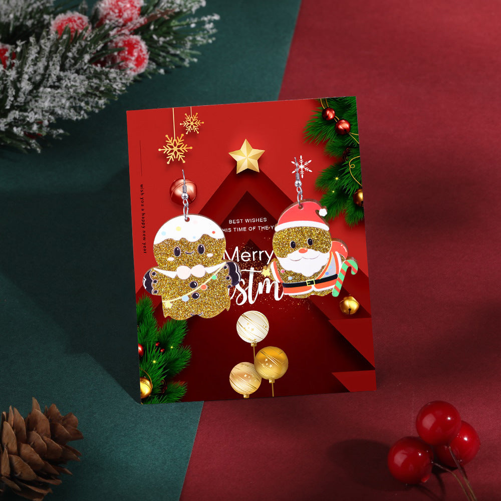 Wholesale acrylic earrings  personality Christmas Santa Claus earrings