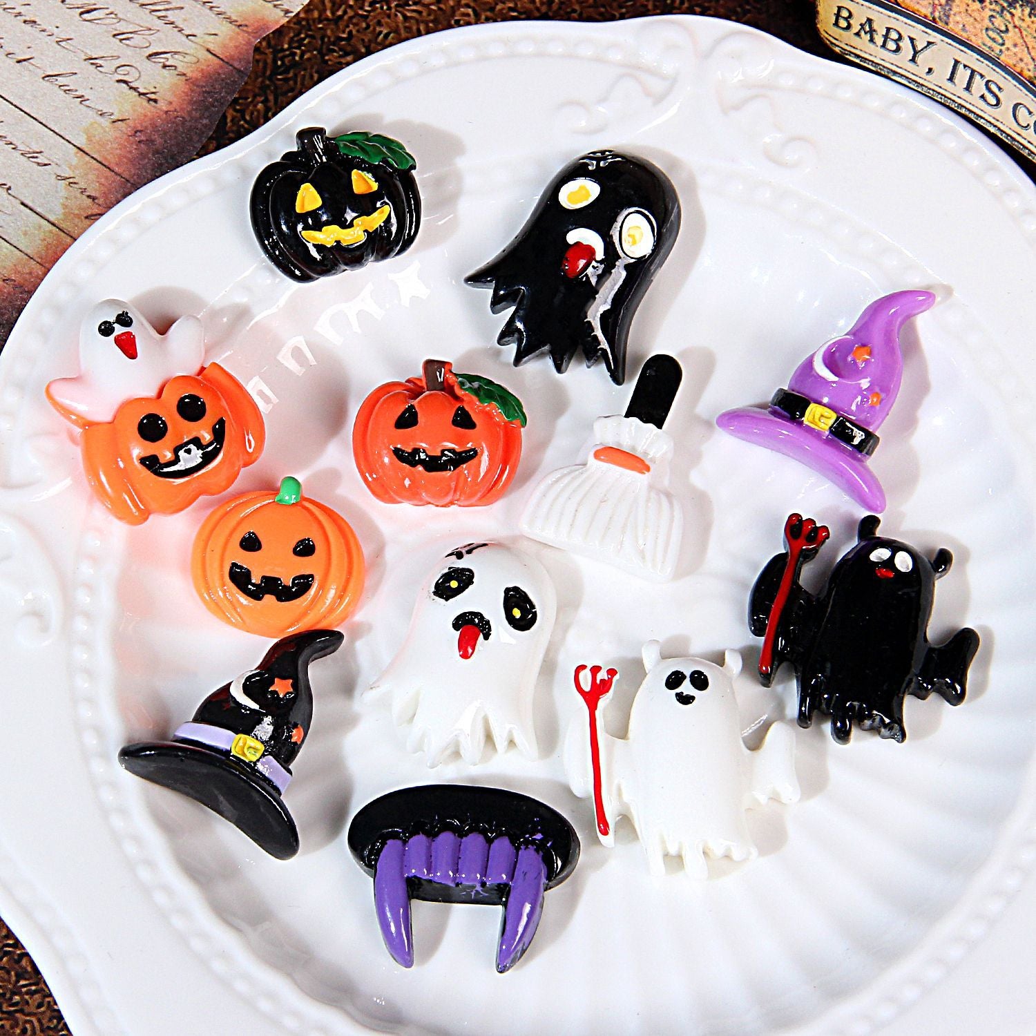 Wholesale  Spooky Pumpkin Resin DIY Craft Accessories Mixed Batch for Party