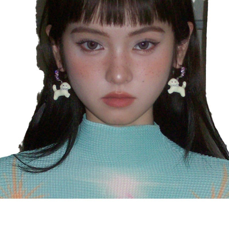 Wholesale cute puppy zircon heart earrings