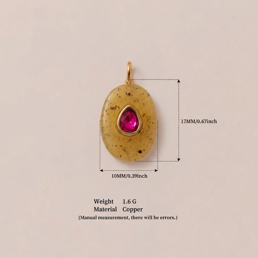 Wholesale Cross-Border Independent Website New Dopamine-Colored Birthstone Zircon Round and Square Cute DIY Pendant Gold-Plated