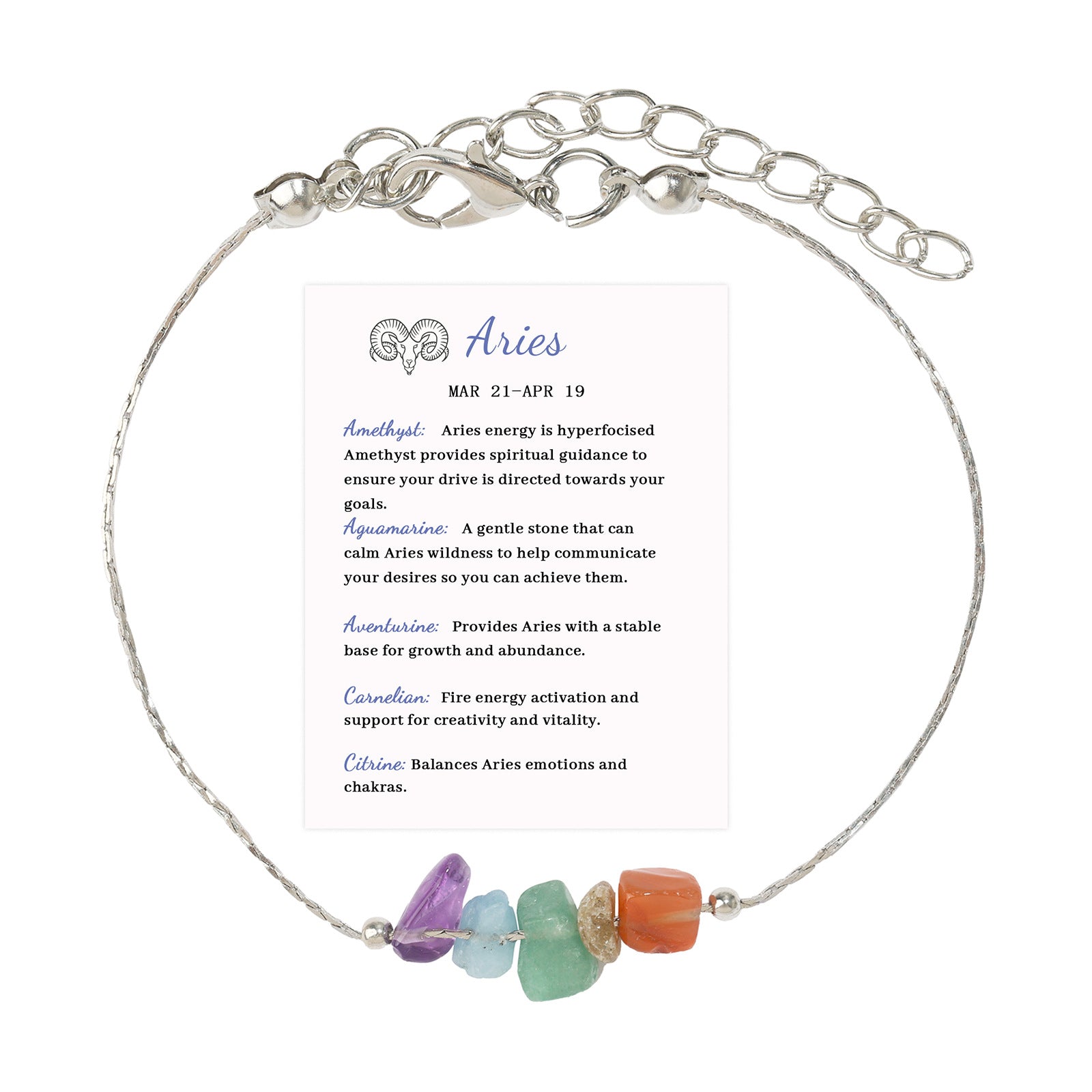 Wholesale 12 Constellation Bracelet Irregular Citrine Lapis Lazuli White Chalcedony Chain Adjustable Bracelet