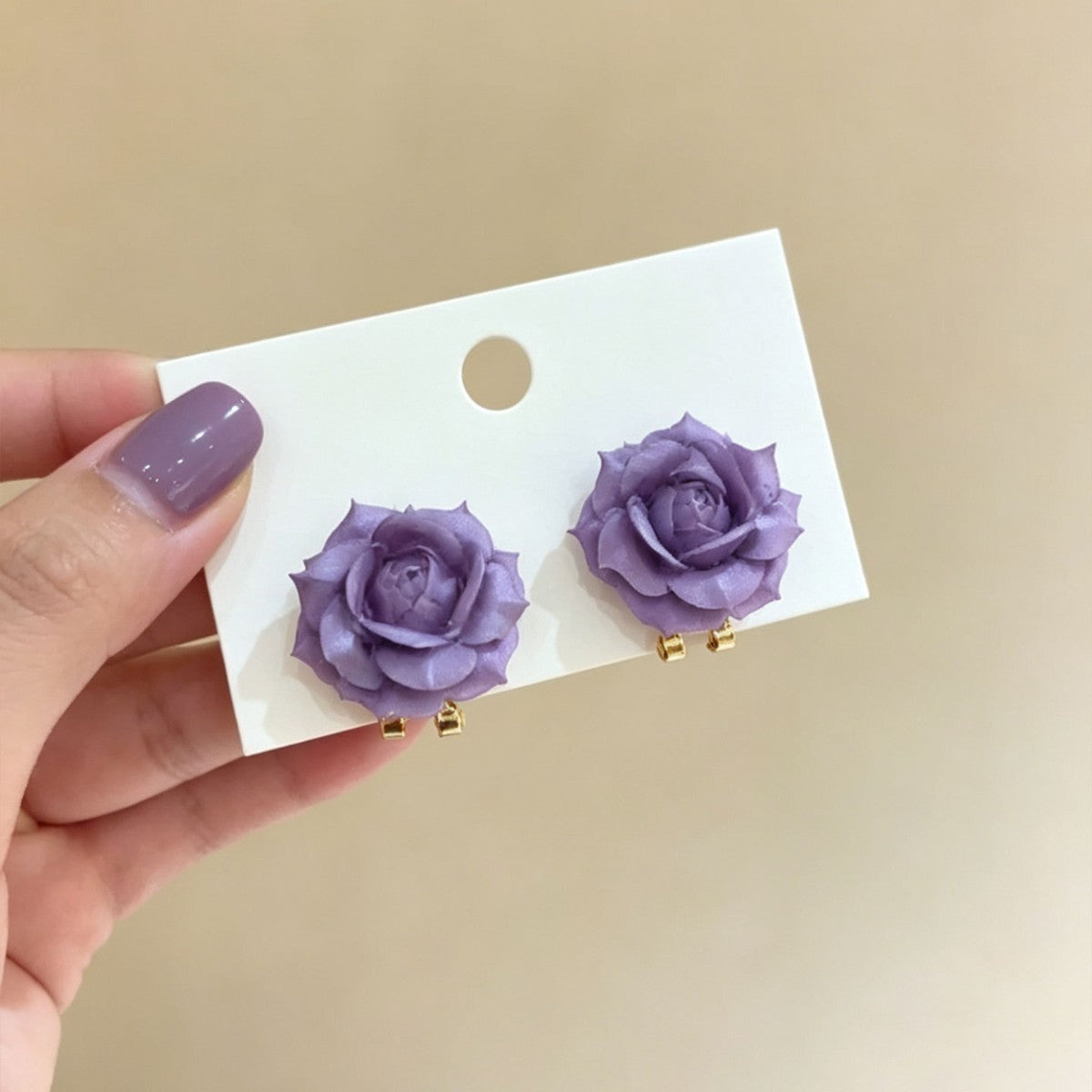 Wholesale Fashion Purple Flower Stud Earrings,  Alloy Jewelry Accessory for Women Boutique Resale