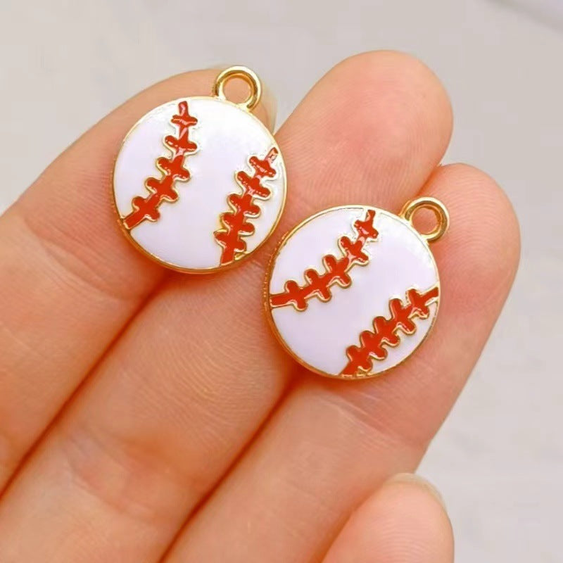 Wholesale DIY Alloy Drip Oil Accessories Sports Equipment Football Basketball Volleyball Pendant Keychain Bracelet Jewelry Pendant