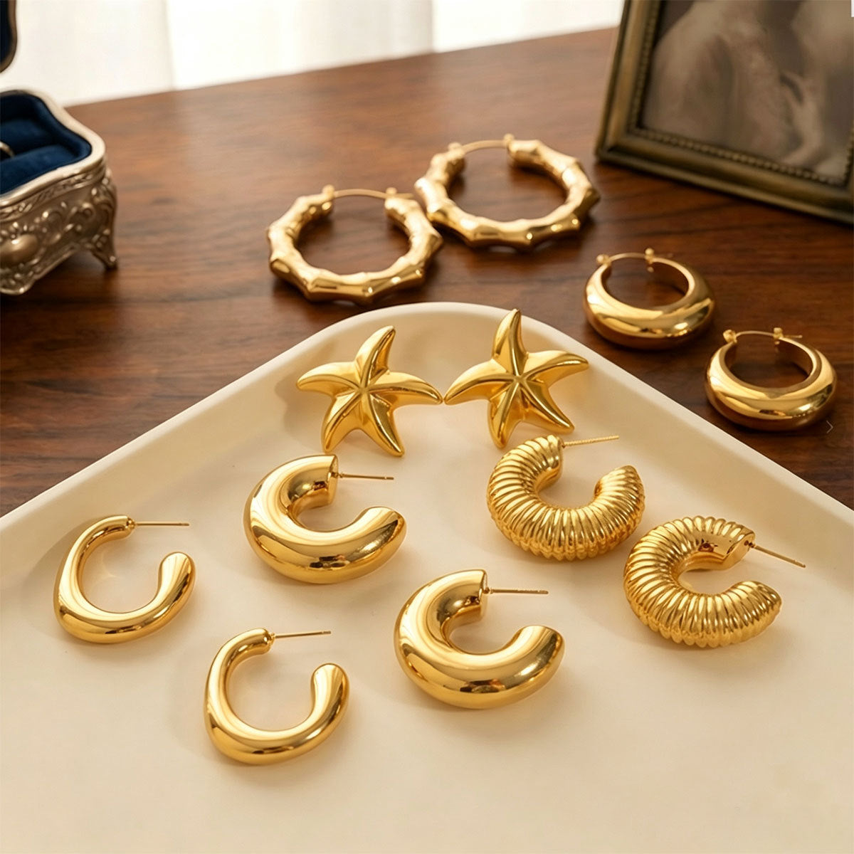 Wholesale Stainless Steel Starfish Hoop Earrings Fashion Boutique Accessory