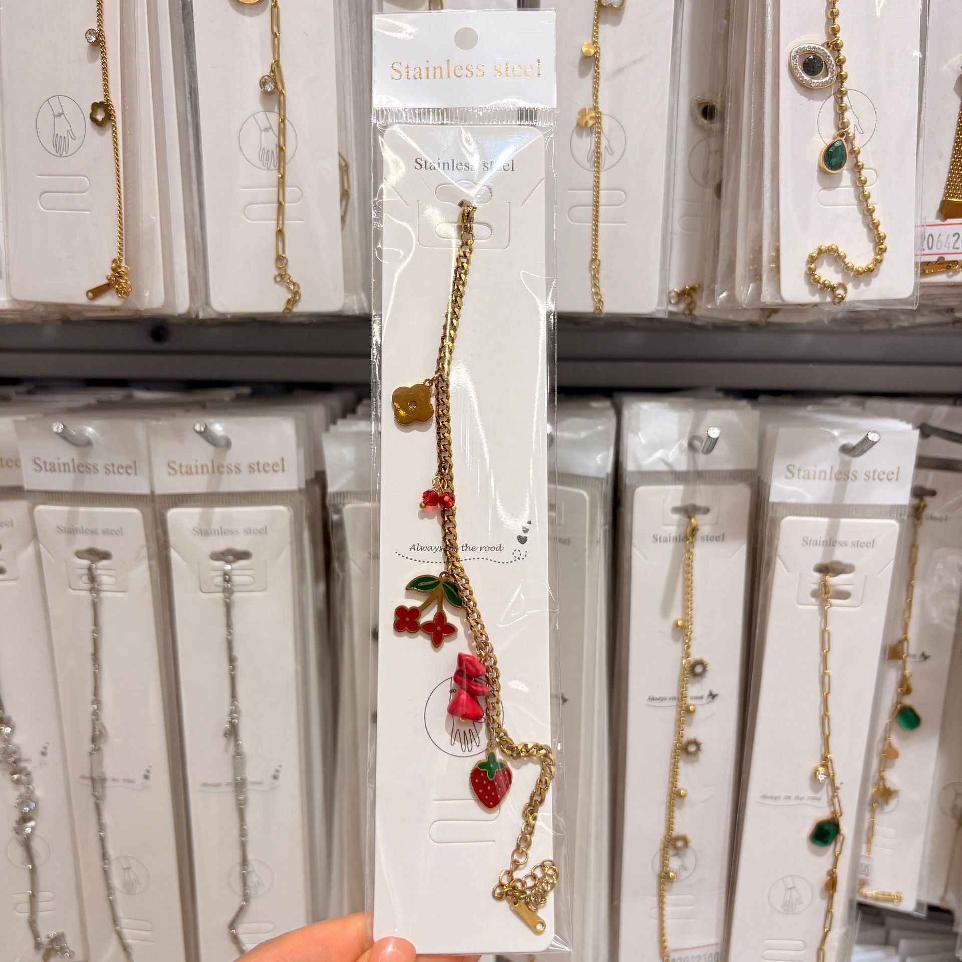 Wholesale Fashion Double Layer Titanium Steel Fruit Bracelet Gold-Plated Chic Gift