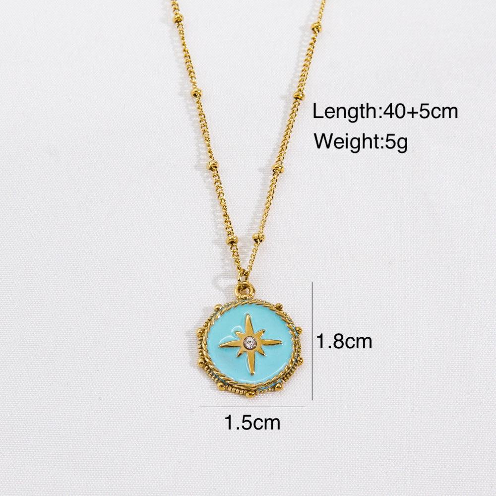 Wholesale  Stainless steel Colorful Facet Natural Stone Light Luxury Women's Necklace