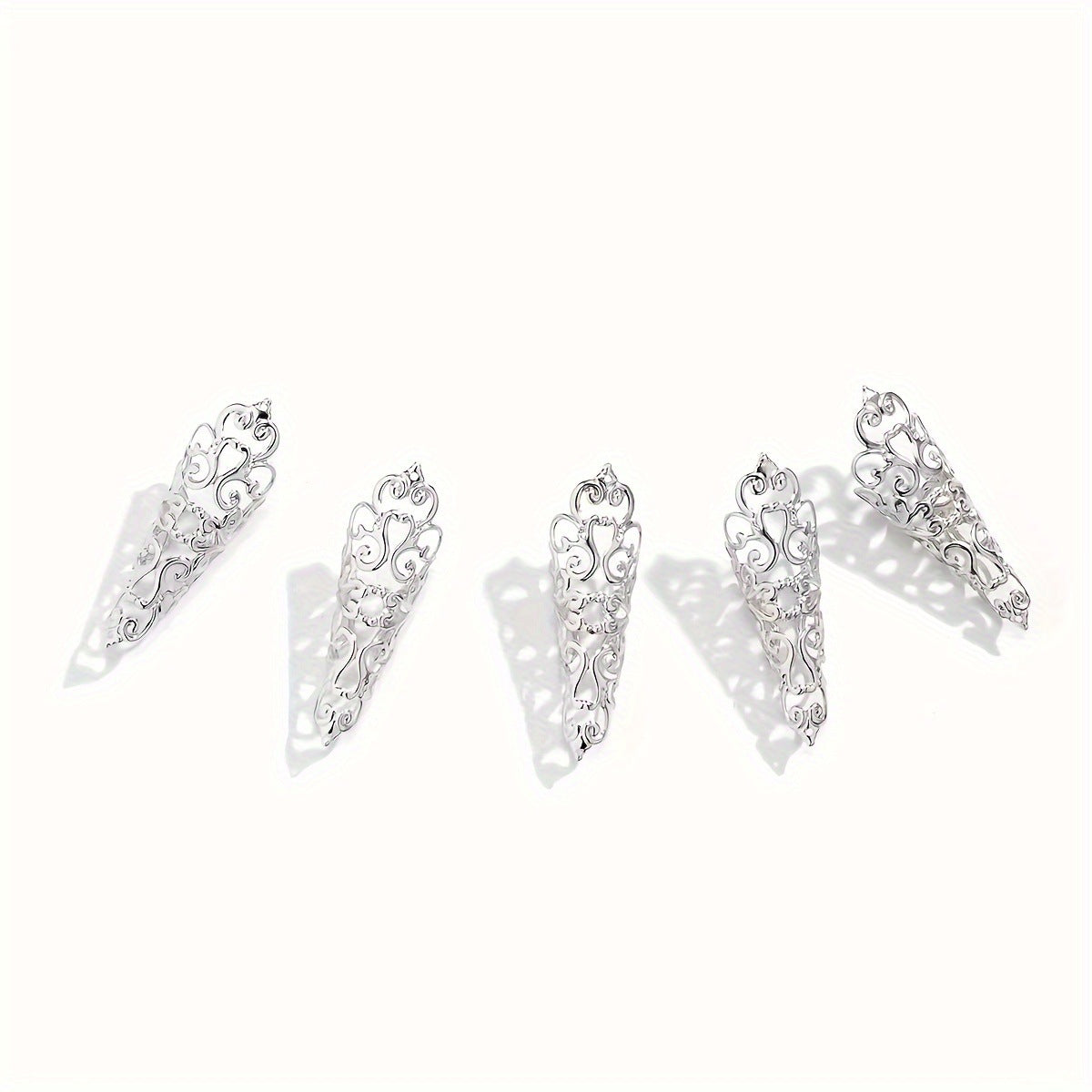 Wholesale Jewelry Hollow Pattern Cone-Shaped Nail Ring Set Metal Rings Dopamine Earrings for Women