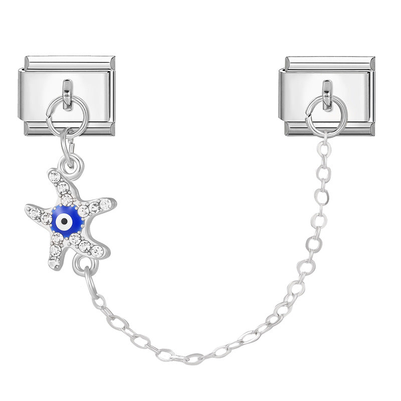 Wholesale 9mm Italian Charm Starter Bracelets DIY eyse double-pendant Creative Stainless Steel Composable Bracelet