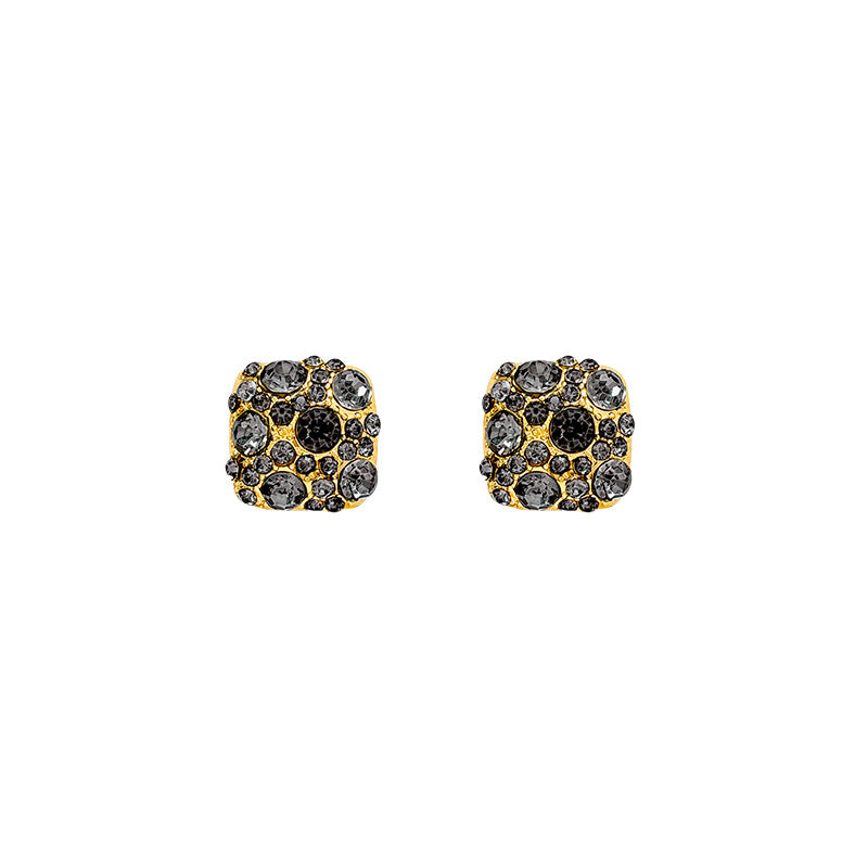 Wholesale Light Luxury and High-End Super Flash Full Diamond Geometric Earrings