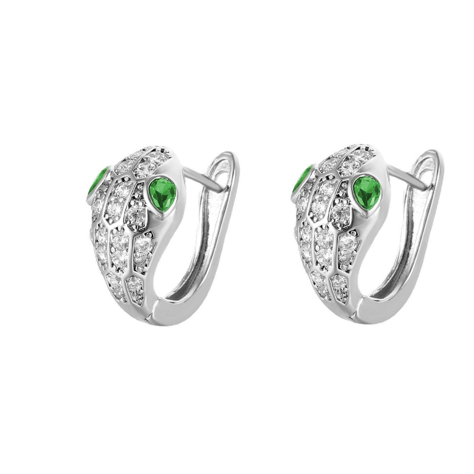 Wholesale exaggerated micro-inlaid zircon metal texture snake earrings