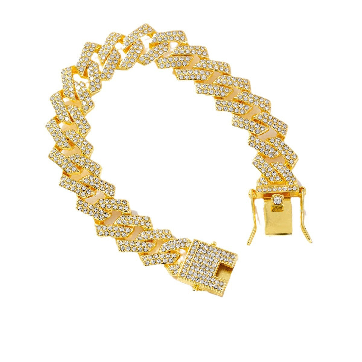 Wholesale Hip-hop Style Bracelet 12mm Alloy Full Diamond Cuban Chain Men's Bracelets ACC-BT-MeiWeite001