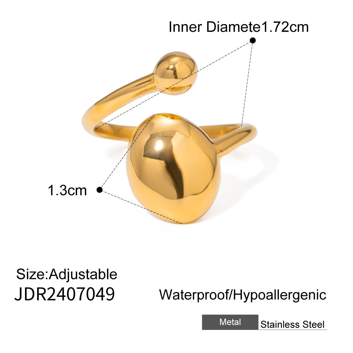 Wholesale  Stainless Steel Opening Ring 18k Gold Jewelry rings