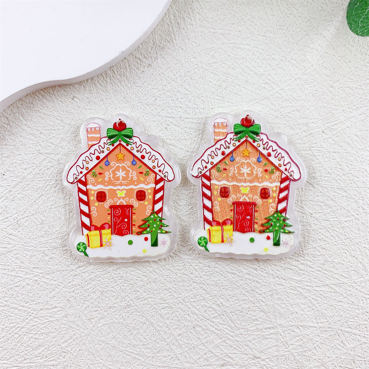 Wholesale 10pcs Acrylic Embossed Print Santa Elk Snowman Christmas Series Pendant