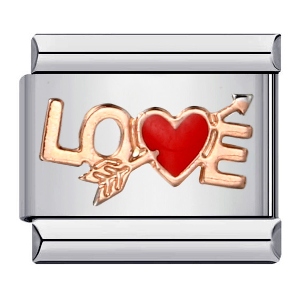 Wholesale Italian Charm Bracelet Welding Oil Dropping Cartoon DIYStainless Steel Composable Bracelet