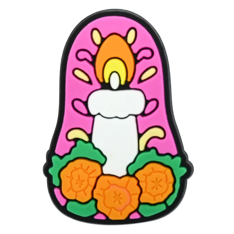 Wholesale Random 100pcs Day of the Dead  PVC Soft Rubber Shoe Buckle Decoration