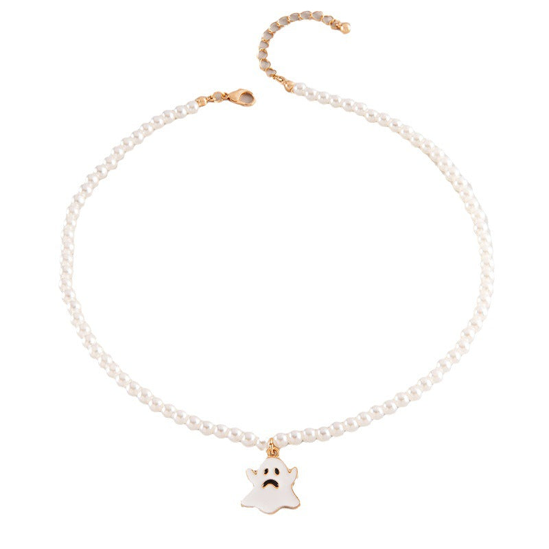 Wholesale  pearl white oil dripping ghost necklace  ghost necklace