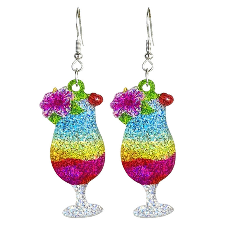 Wholesale 2 Pairs/Pack Colorful Party Beer Festival Red Wine Cocktail Acrylic Earrings ACC-ES-HY162