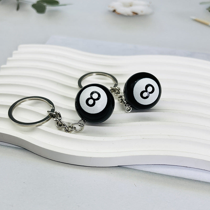 Wholesale  Resin  Black Billiards Keychains