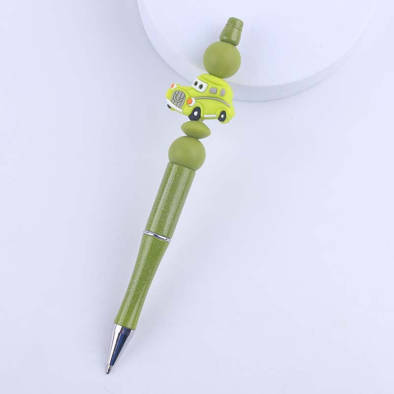 Wholesale  creative handmade cartoon car silicone color plastic beaded pen