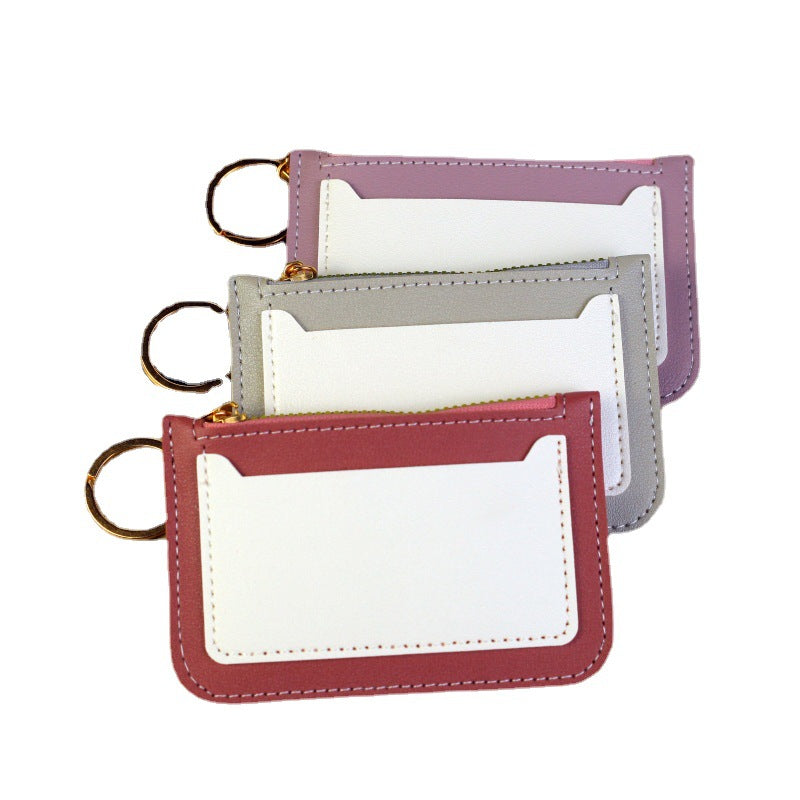 Wholesale Color Block PU Card Holder Coin Purse Trendy Everyday Fashion Accessory Gift