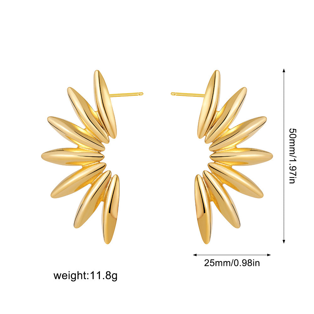 Wholesale  Stainless Steel 18K Gold Petal Earrings Exaggerated Leaf Earrings Flower Irregular Earrings