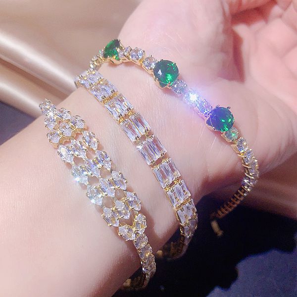 Wholesale Random Color 10pcs Sparkling Zircon Bracelet Crystal Diamond Hand Jewelry ACC-BT-Pabo002