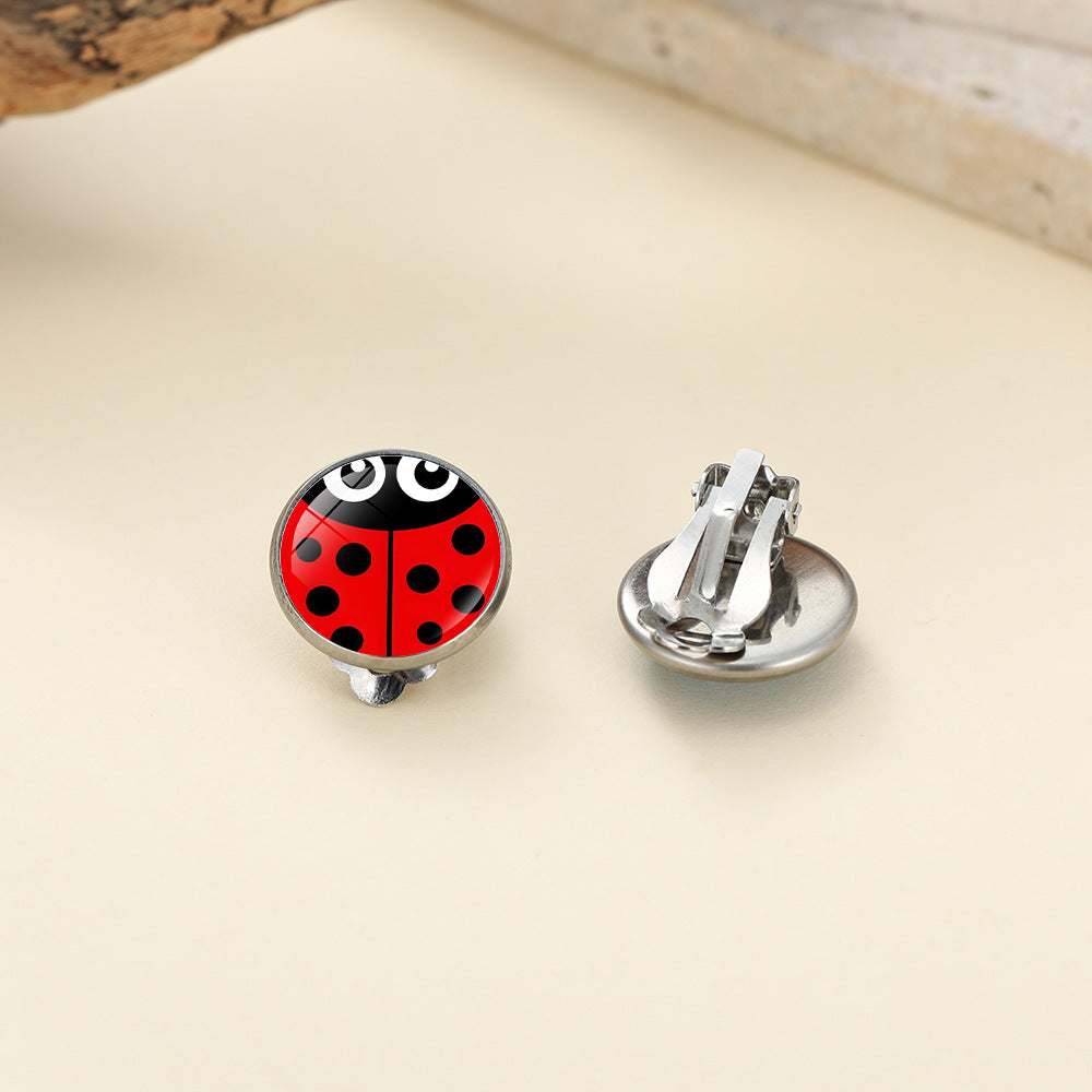 Wholesale Ladybug Polka Dot Cartoon Ear Clip Anime Earrings