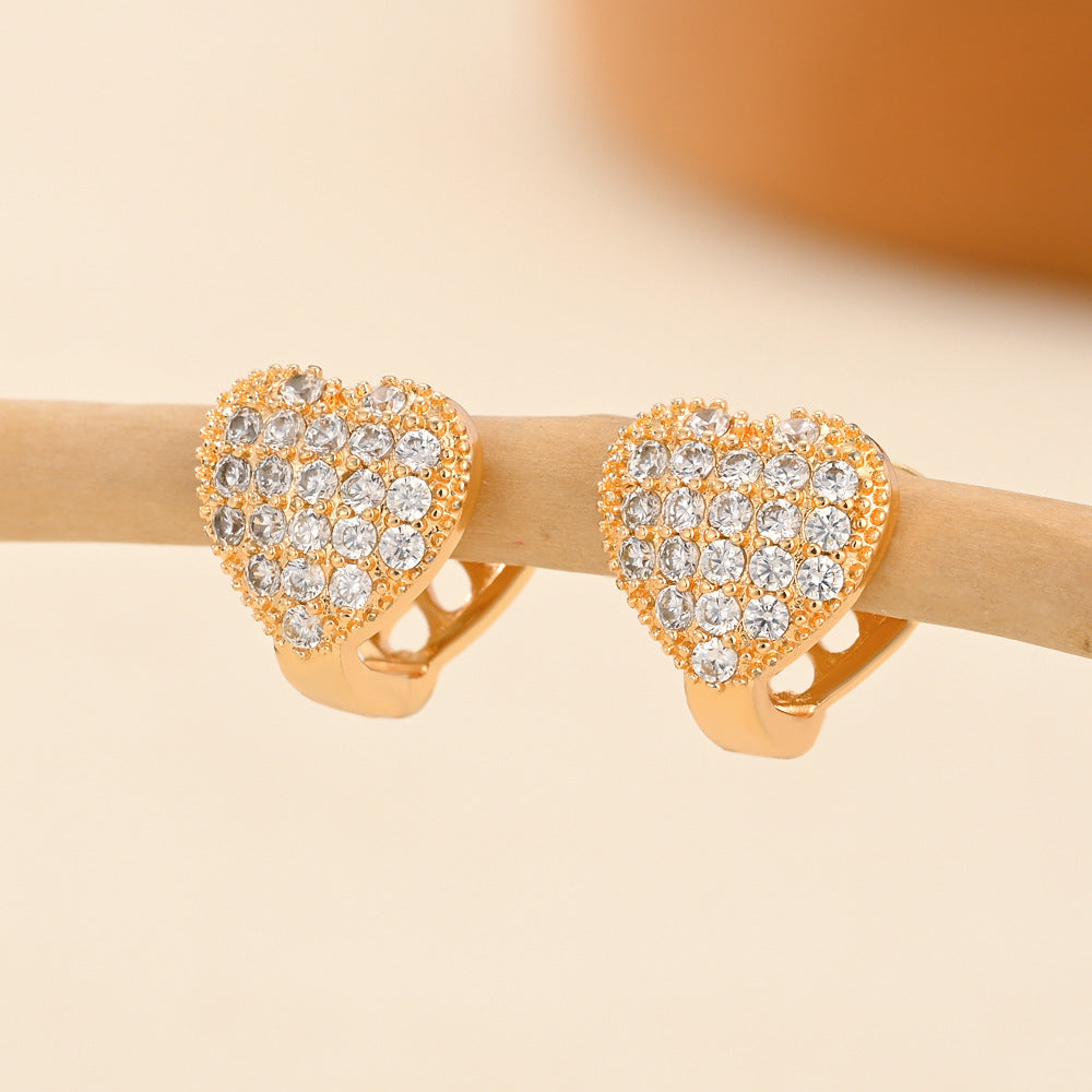 Wholesale Copper Gold Plated Heart Inlaid Zirconia Earrings ACC-ES-HengXuan001