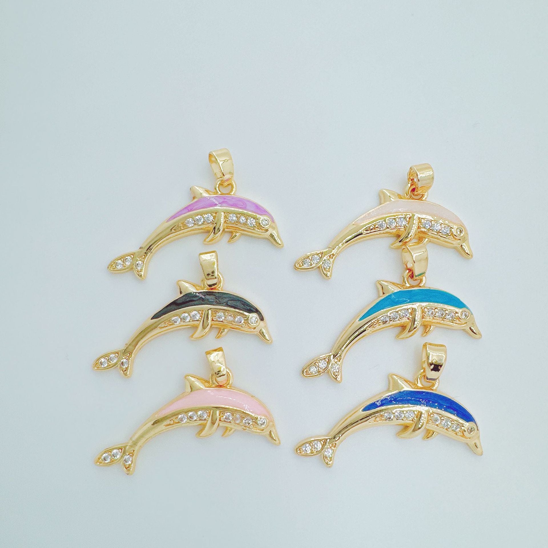 Wholesale Copper Plated Gold Dolphin Pendant Necklace,  Trendy Ocean Jewelry Gift for Women