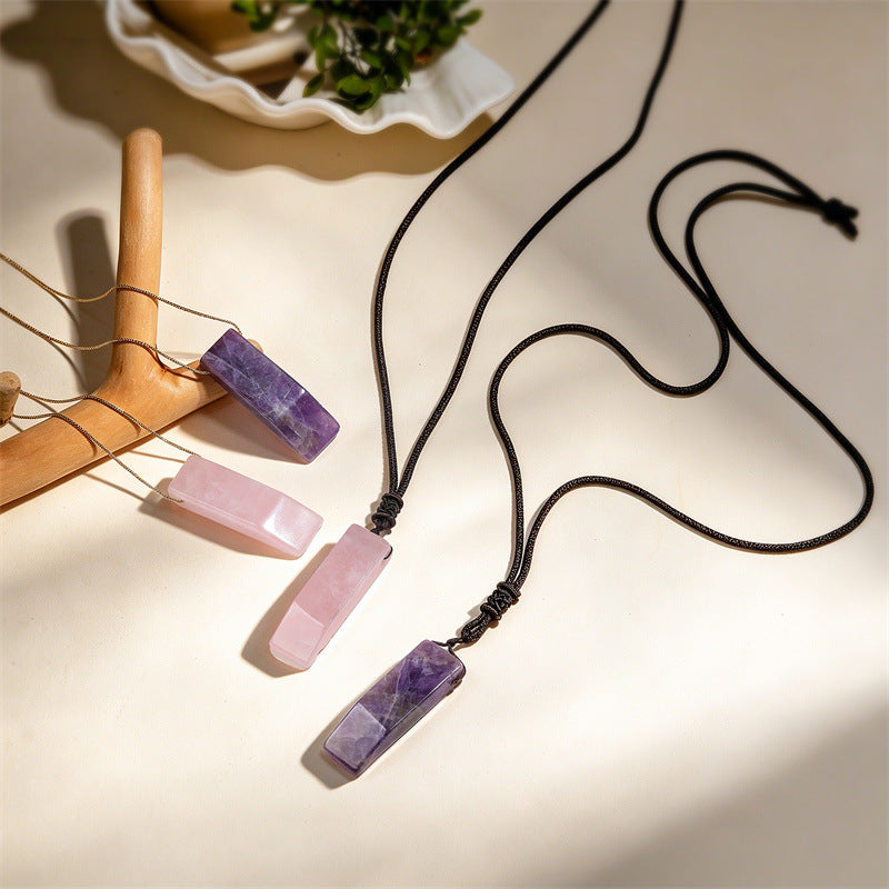 Wholesale Fashion Handmade Wire Wrapped Amethyst Crystal Pendant Necklace Natural Stone Mushroom Design Jewelry Gift