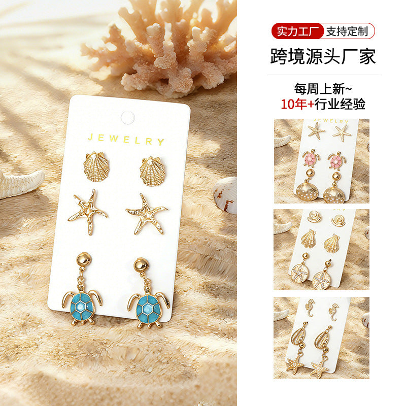 Wholesale Ocean Style Sea Turtle  Starfish Earring Set