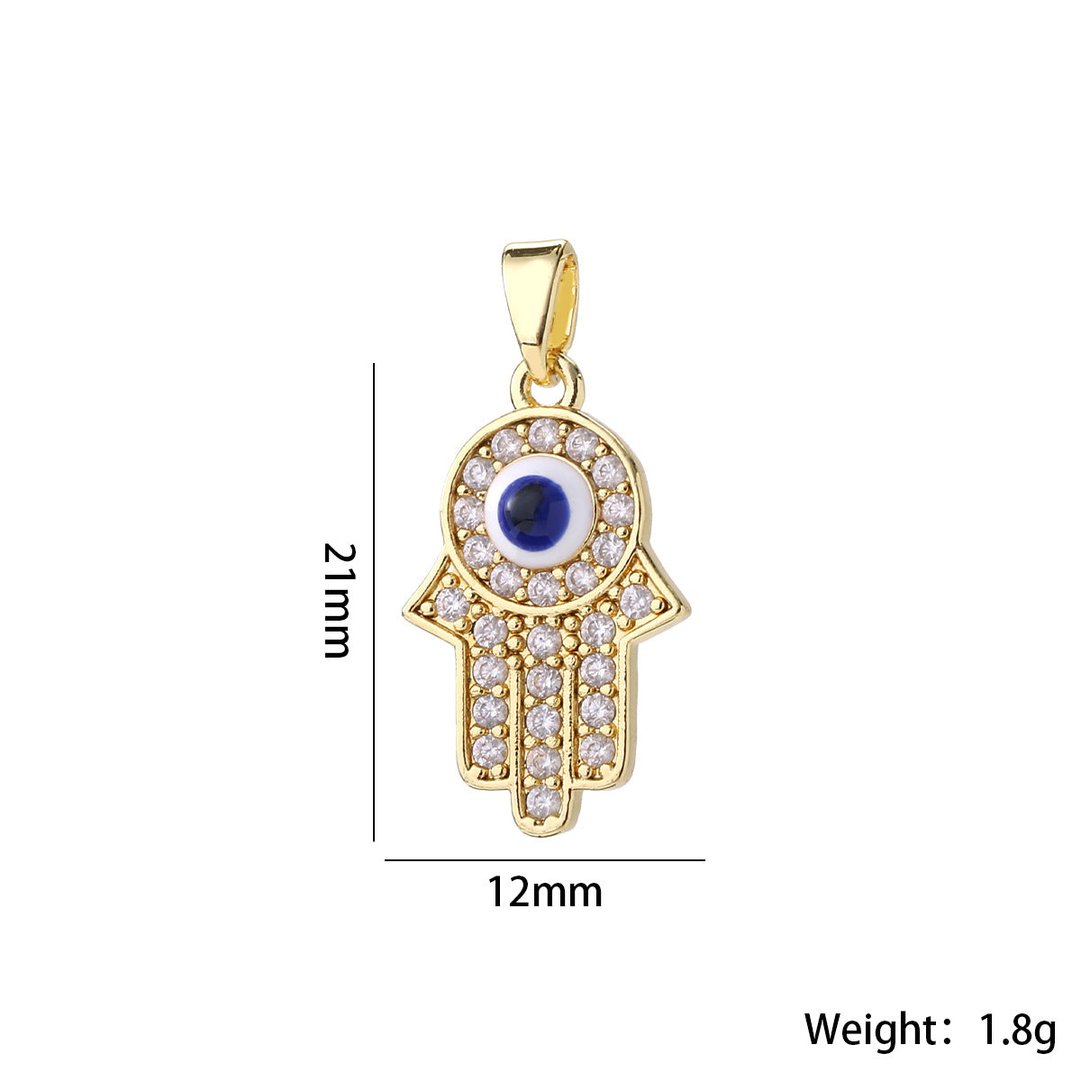 Wholesale Gold Tone Evil Eye Hamsa Hand Pendant Micro Zircon DIY Necklace Charm For Jewelry Making Boutique Resale