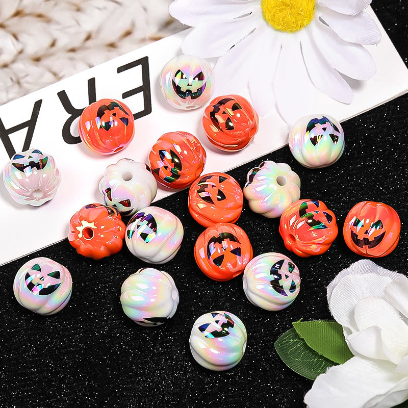 Wholesale 100pcs Halloween Demon Pumpkin Beads UV Color Plated Acrylic Beads DIY Accessories ACC-BDS-BLG058