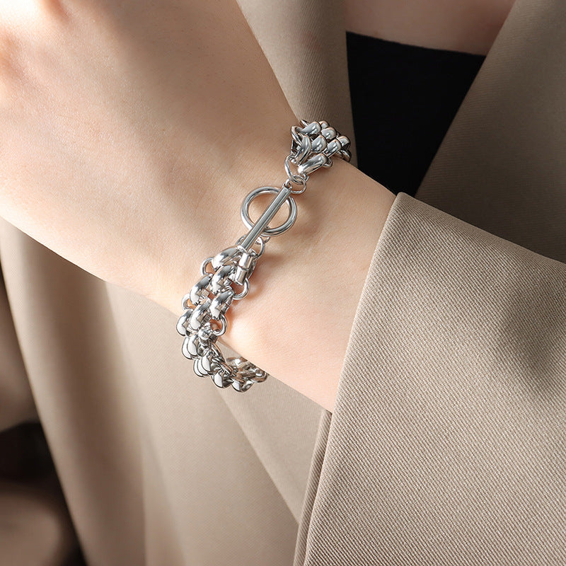 Wholesale Ring Buckle Chunky Chain Gold Plated Titanium Steel Jewelry Set Trendy Fashion Accessory for Gift or Resale